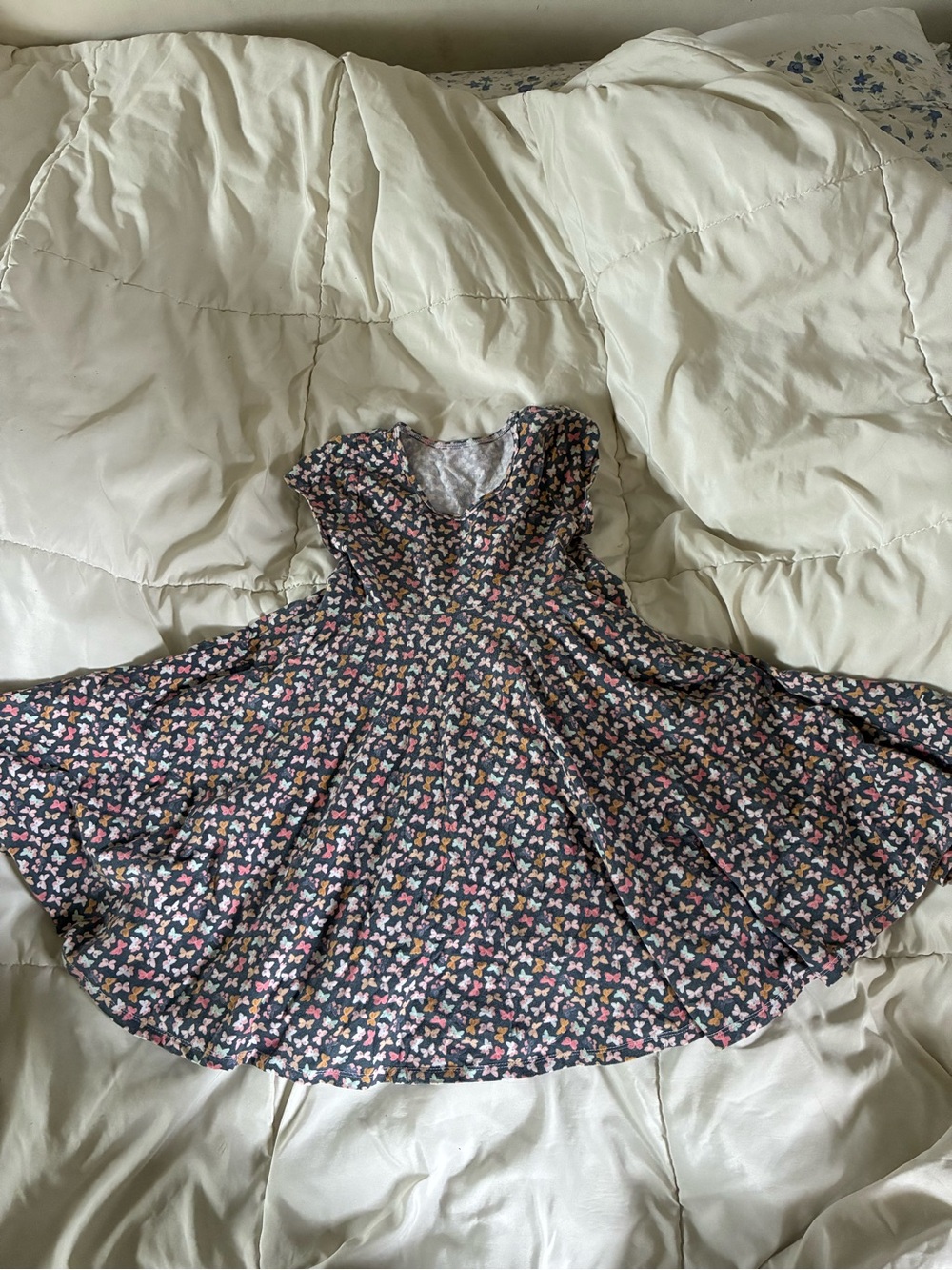 Girls Floral Butterfly Print twirling Dress